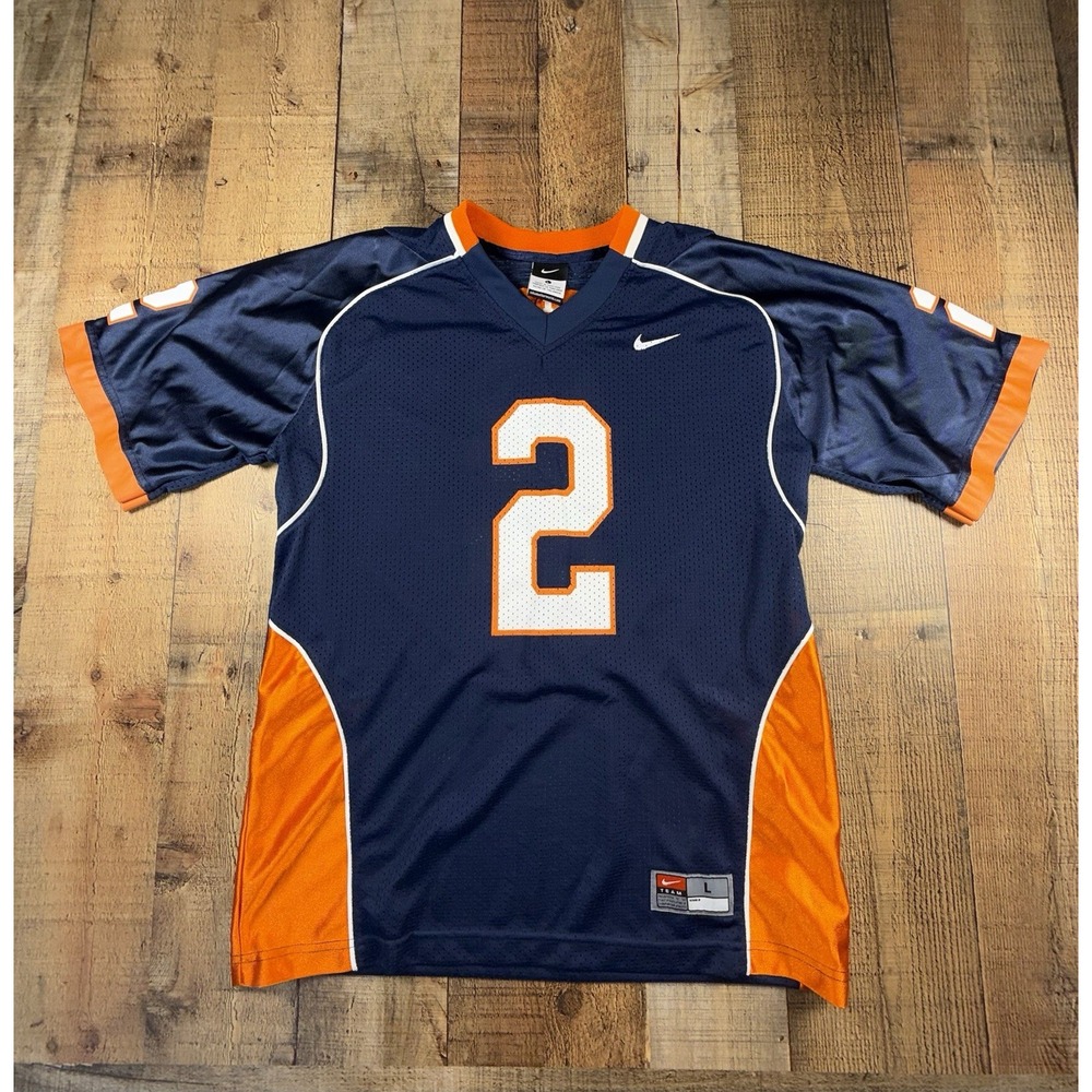 VTG Illinois Fighting Illini #2 Navy Team NIKE Football Jersey SZ L - Cool